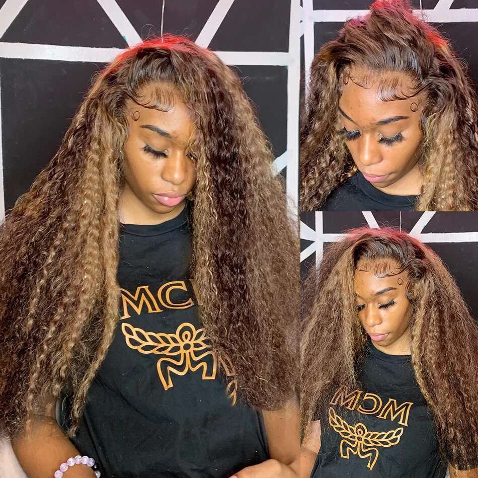 30 Inch Highlight Ombre 13x4 Lace Front Curly Human Hair Wig High Density Colored 13x6 HD Deep Wave Frontal Wigs For Women