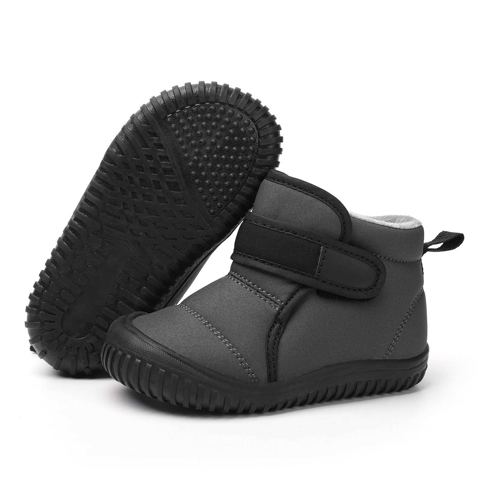 Boots New 2024 childrens snow boots girls ankle winter boots warm plush boys fur leather shoes childrens platform boots size 20-28 H241018