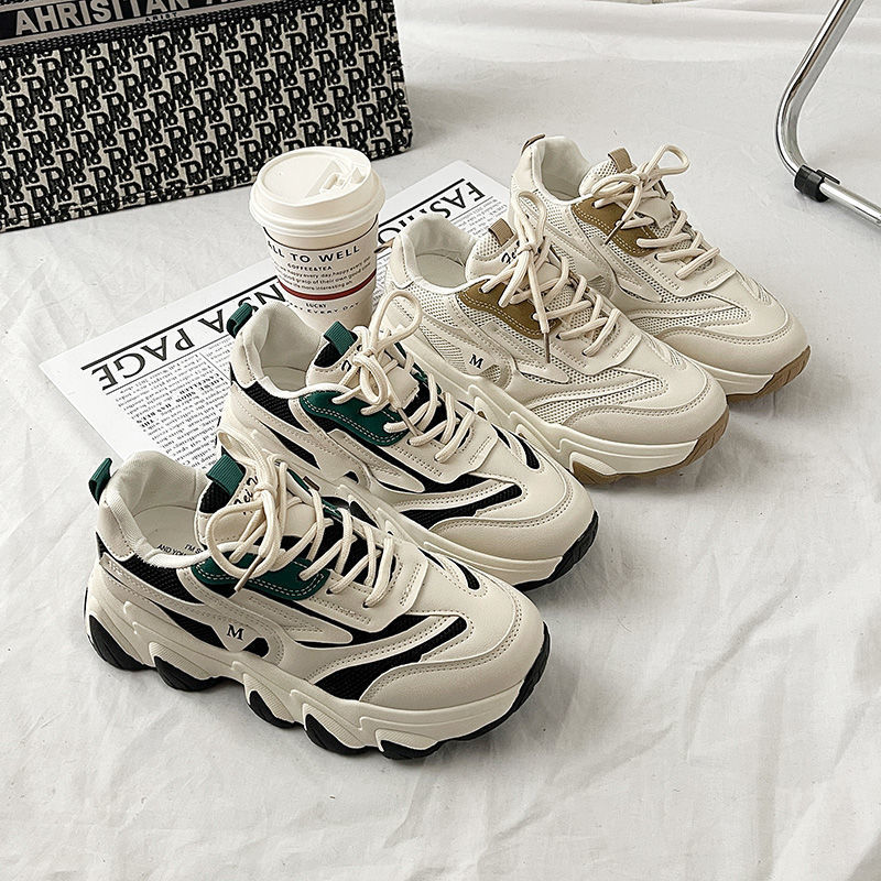 Women's Retro Spring and Autumn New Versatile Korean Version Height Increasing Casual Sports Shoes