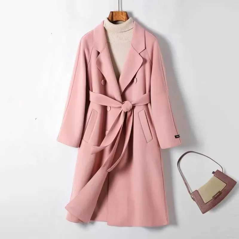 Autumn Winter New Woolen Coat Womens Slim Fit Cardigan Large Coat Women Long Sleeve Double Breasted Stand Collar Woolen CoatX241009
