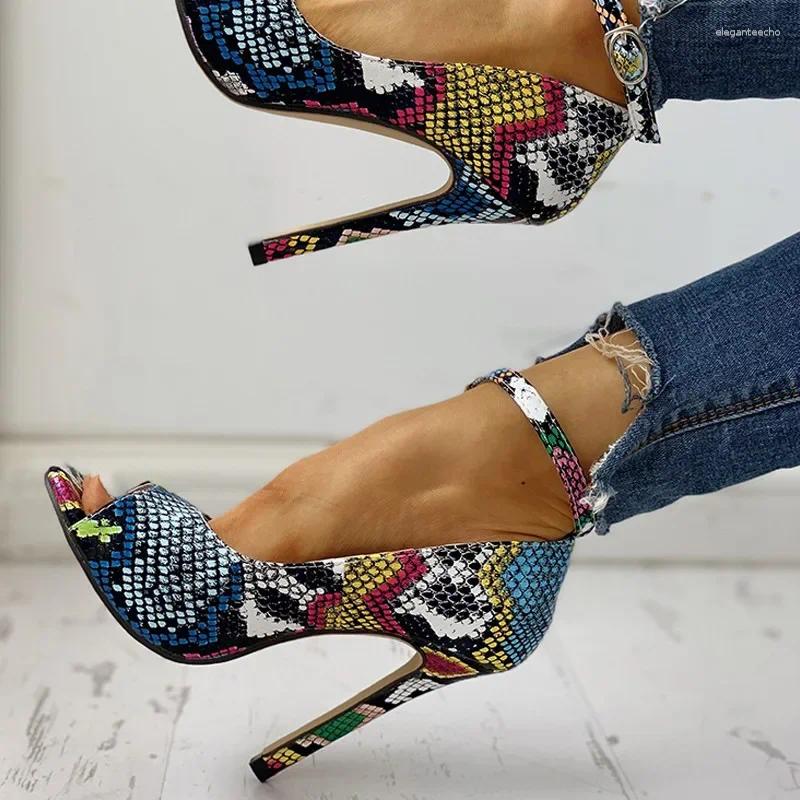 2025 S Fashion Designer Sandals Summer Leopard Print For Women Sexy Stiletto High Heels Open Toe Ankle Buckle Shoes Ladies Sandales Femme