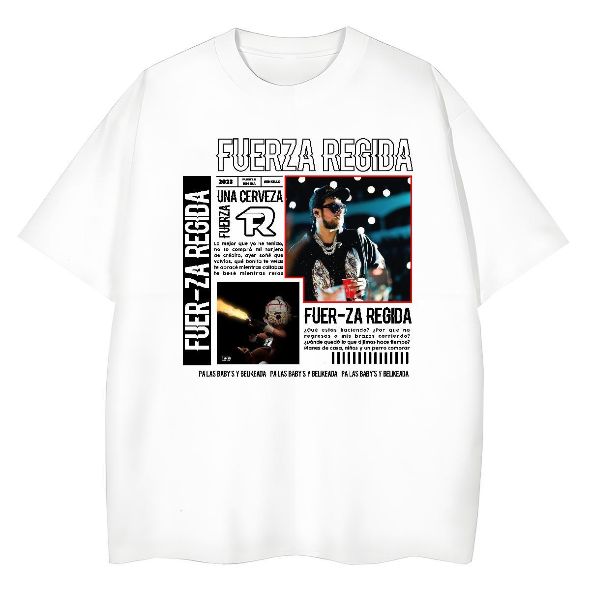 2024 Designer T-Shirts 230g 100% Cotton Crew Neck Breathable Beach Fuerza Regida Woman Tshirt Loose DIY Logo Tees