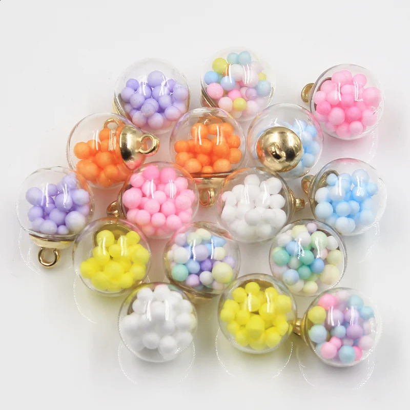 20pcs Charms Bubble Foam Transparent Glass Ball 16mm Pendants Crafts Making Findings Handmade Jewelry DIY for Earrings Necklace 241010