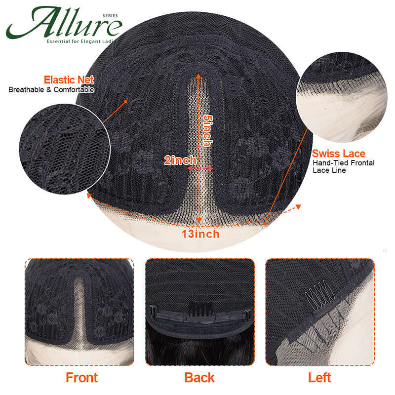 Brazilian HD Transparent T Part Lace Front Human Hair Wig Body Wave Hair Lace Wigs for Women Natural Black Color Hair Wig Allure