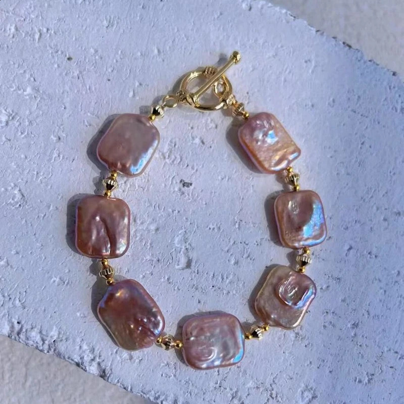 100% natural fresh water 15-20mm color pink purple Baroque sugar pearl bracelet for women with exquisite and unique OT buckle n 241017