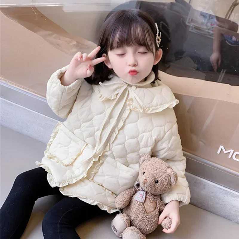 Womens outerwear jacket cotton jacket black warm thick velvet winter snow clothing windproof childrens clothing M241018