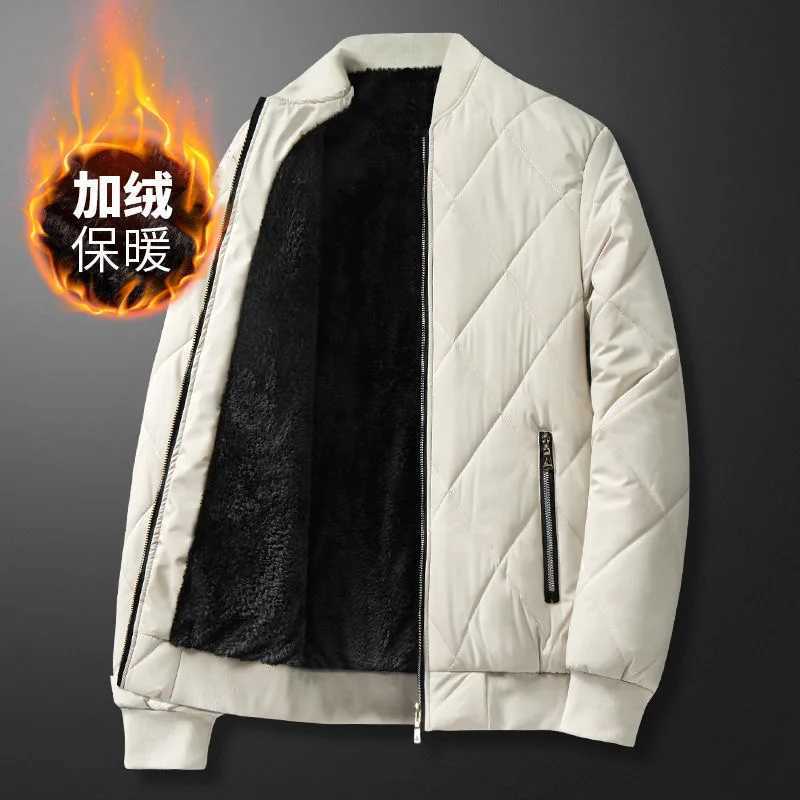 2024 Winter New Fashion Plus Fleece Thickened Warm Large Size Cotton-Padded Jacket Mens Casual Loose High-Quality Coat M-5XL LX241018