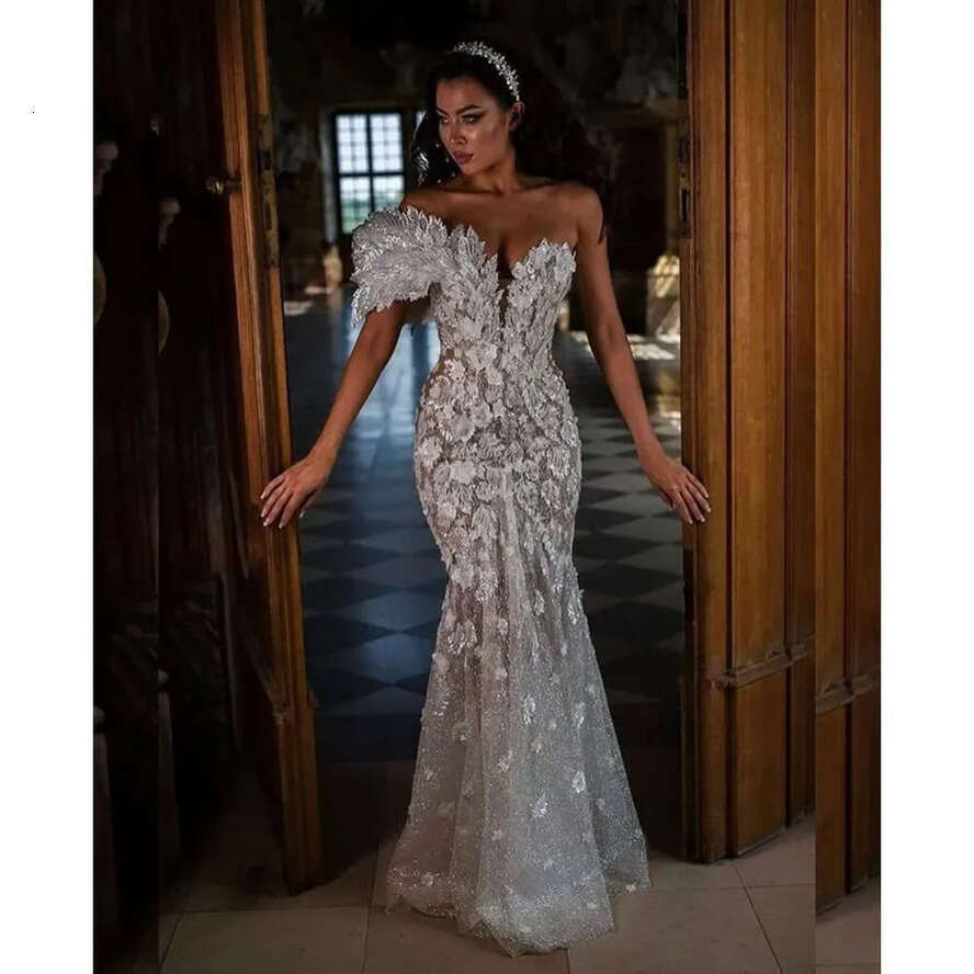 Size Plus Arabic Ebi Aso Sparkly Mermaid Sexy Wedding Dress Stylish Lace Beaded Vintage Bridal Gowns Dresses Zj Es es