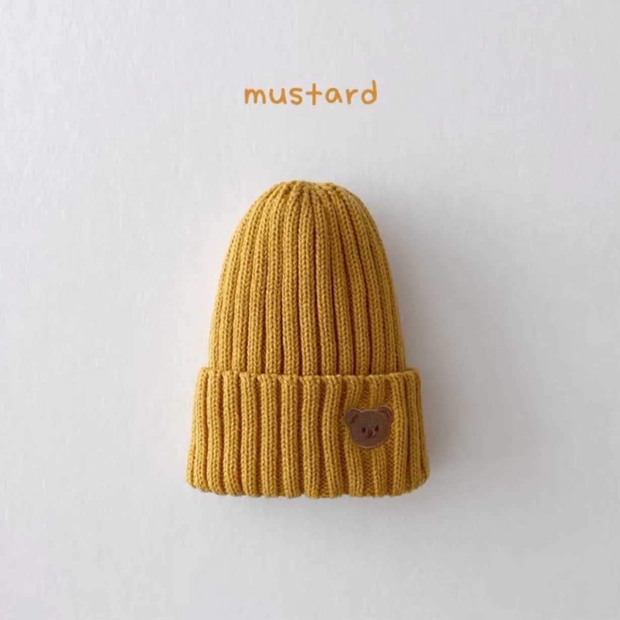 Embroidery Kids Girls Boys Beanies Caps Warm Soft Casual Autumn Winter Solid Color Baby Knitted Hats Cute Bear Hats for Children LX241018