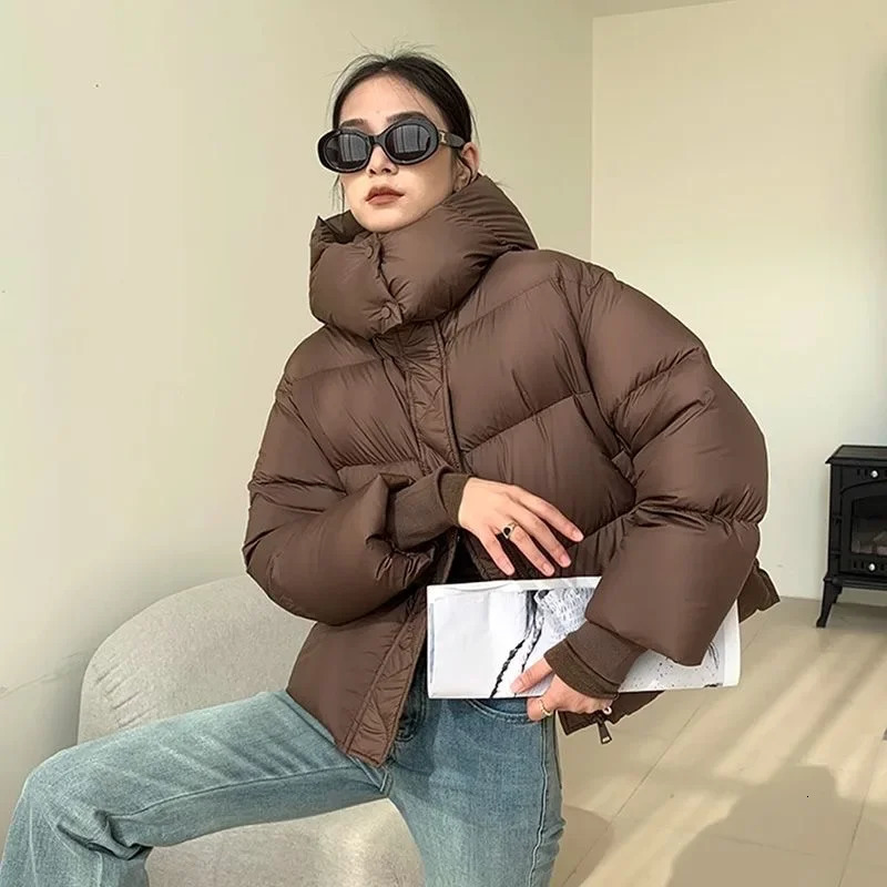 Down jacket womens highend winter fashion hooded thickened pufffeel bread 241018