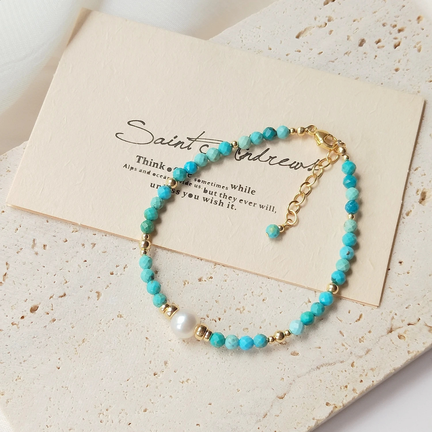 Lii Ji Green Pine Stone Beads 14K Gold Filled Bracelet Natural Stone 3mm/4mm/6mm True Pearl Austrian Crystal Handmade Jewelry 241018