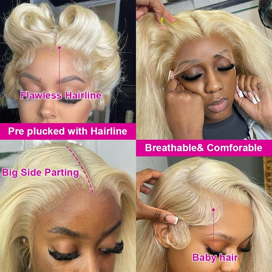 250 Density HD 613 Honey Blonde 30 40 Inches Straight 13X4 Frontal Wig 13X6 Lace Front Wigs Human Hair Color For Women