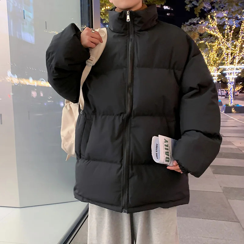 Street Clothing Winter Vintage Parkas Jacket Mens Solid Color Bubble Jacket Extra Large Warm Jacket Korean Fashion Puff Mens Jacket 241007