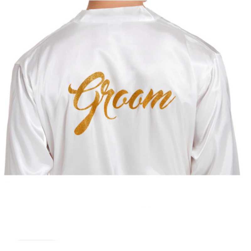 Wholesale Mens V Neck Satin Robe Kimono Long Bathrobe Groom Gold Glitter Nightgown Lightweight Sleepwear for Wedding Party T129XJ241018