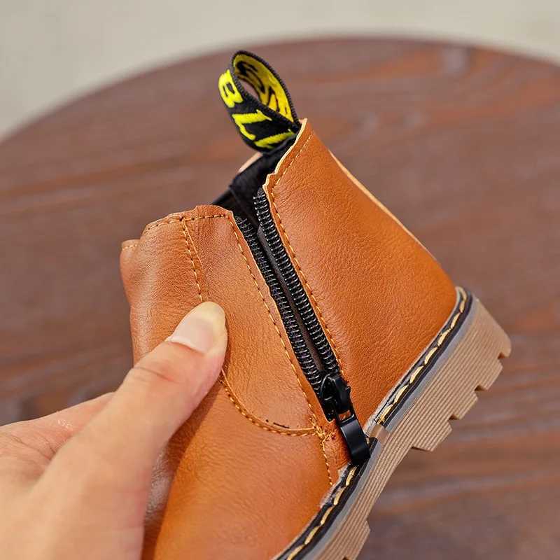 Boots Kids Fashion Boots for Boys Girls Toddlers Big Children Ankle Boots with Zipper Warm Thick Plush Autumn Winter Chelsea Boots H241018