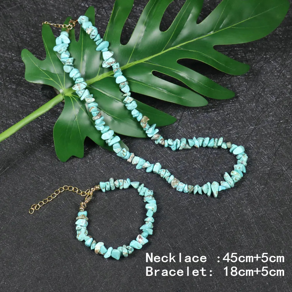 Chips Stone necklace natural amethyst irregular handmade necklace womens healing meditation necklace bracelet jewelry set 241018