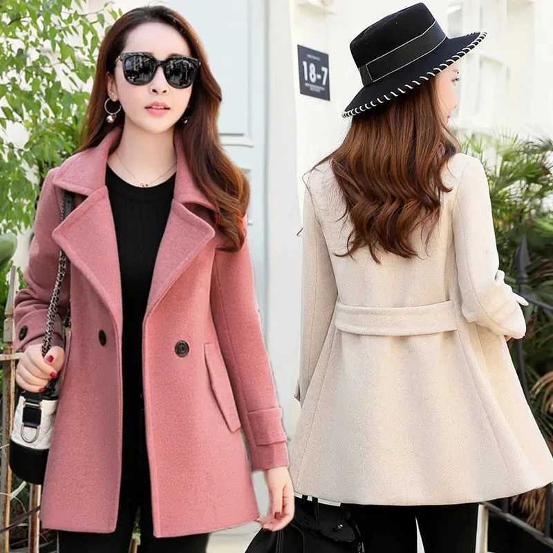 2025 Spring Autumn Woolen Jacket Female Korean Version Fashion Slim Fit Outcoat Temperament Elegant Short Woolen Coat Women TopsX241009