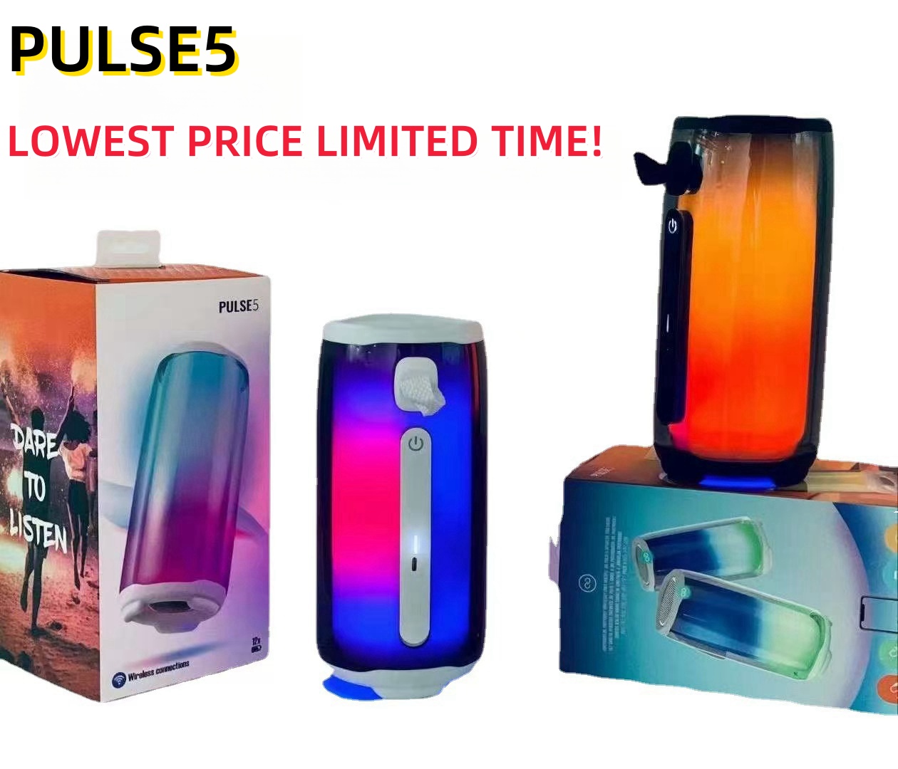 Pulse 5 Mini Bluetooth Speaker Portable LED Colorful Atmosphere Light Home Card Audio Pluse5 Subwoofer