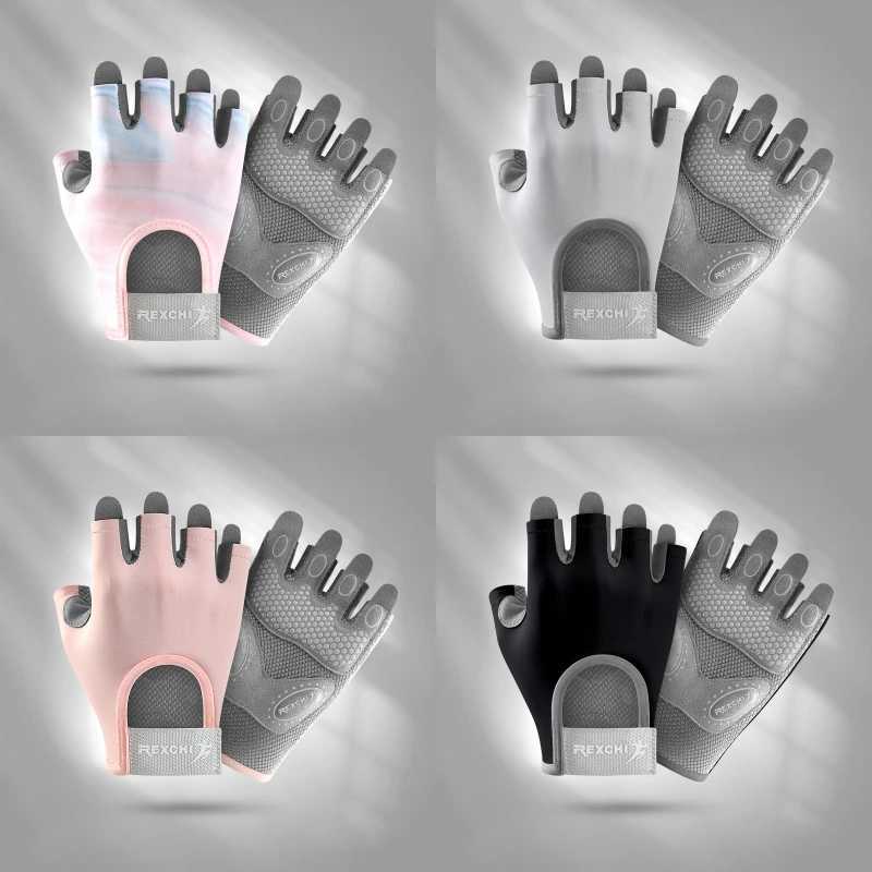 Bicycle Gloves Womens Fitness Gloves Gym Weightlifting Yoga Fitness Training Thin Breathable Half Finger GlovesW241018