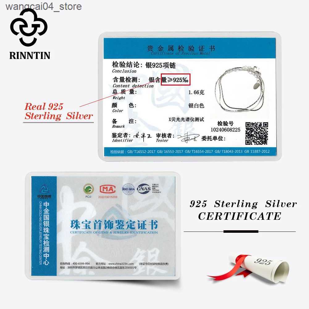 Chokers Rintin new S925 pure silver short necklace basic chain necklace jewelry gift necklace mens fashion L240910