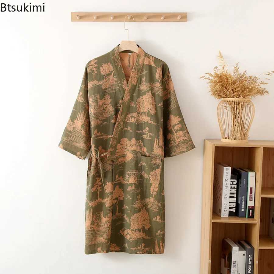 2024 Casual Bathrobe for Men Sleepwear Nightdress Robes Male Loose Bathrobe Skin Friendly Pajamas Shirts Robes Mens Kimono RobeXJ241018