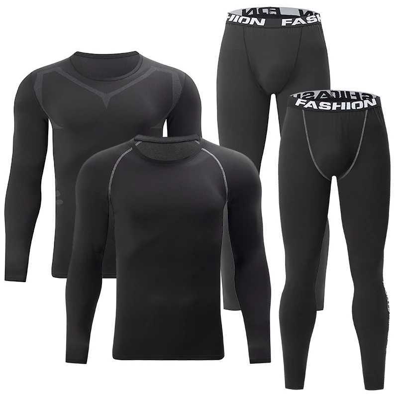 Men's Thermal Underwear 2-piece mens tight warm long-slved trousers suit for autumn and winter mens fitness pants shirt running athletes sport Y2