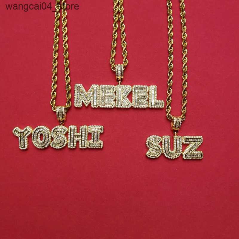 Chokers Grandbling custom letter pendant with ice carved zircon letters Neclace with rope chain suitable for womens hip-hop necklace suitable for men 