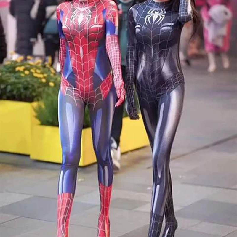 Anime female girl sexy Spider Man cosplay Zentai bodysuit superhero Spider Man costume Halloween party costume 241017