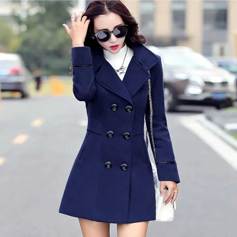 Autumn Winter Women Wool Jacket Medium Length Woolen Coats Slim Elegant Female Korean Outerwear 3XLX241009