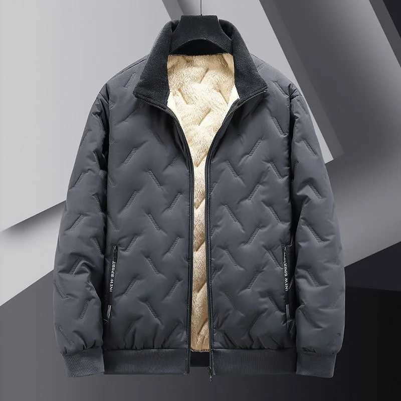 Warm Thicken Jackets Waterproof 2023 Autumn Winter Jacket Men Lambswool Jogging Casual Coat Men Fashion Loose Grey Parka Jacket LX241018