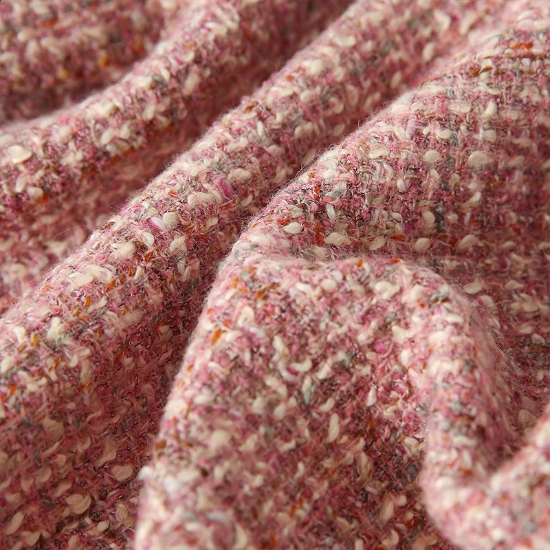 pink Tweed Wool coat spring and autumn tweed high sense 2024 autumn short coat top womens jacket 241017