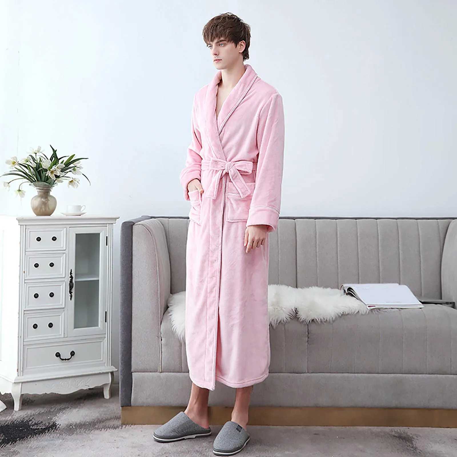 Female Autumn and Winter Warm Long Coral Velvet Thick Couple Bath Bathrobes Men Women Pajamas Shower Robe Bath Towels For AdultXJ241018