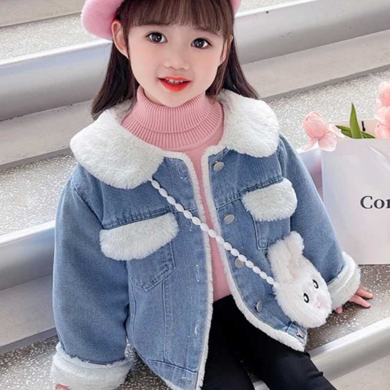 Girls outerwear winter cotton windproof Jean Warm Thicken youth outerwear plus size childrens clothing M241018