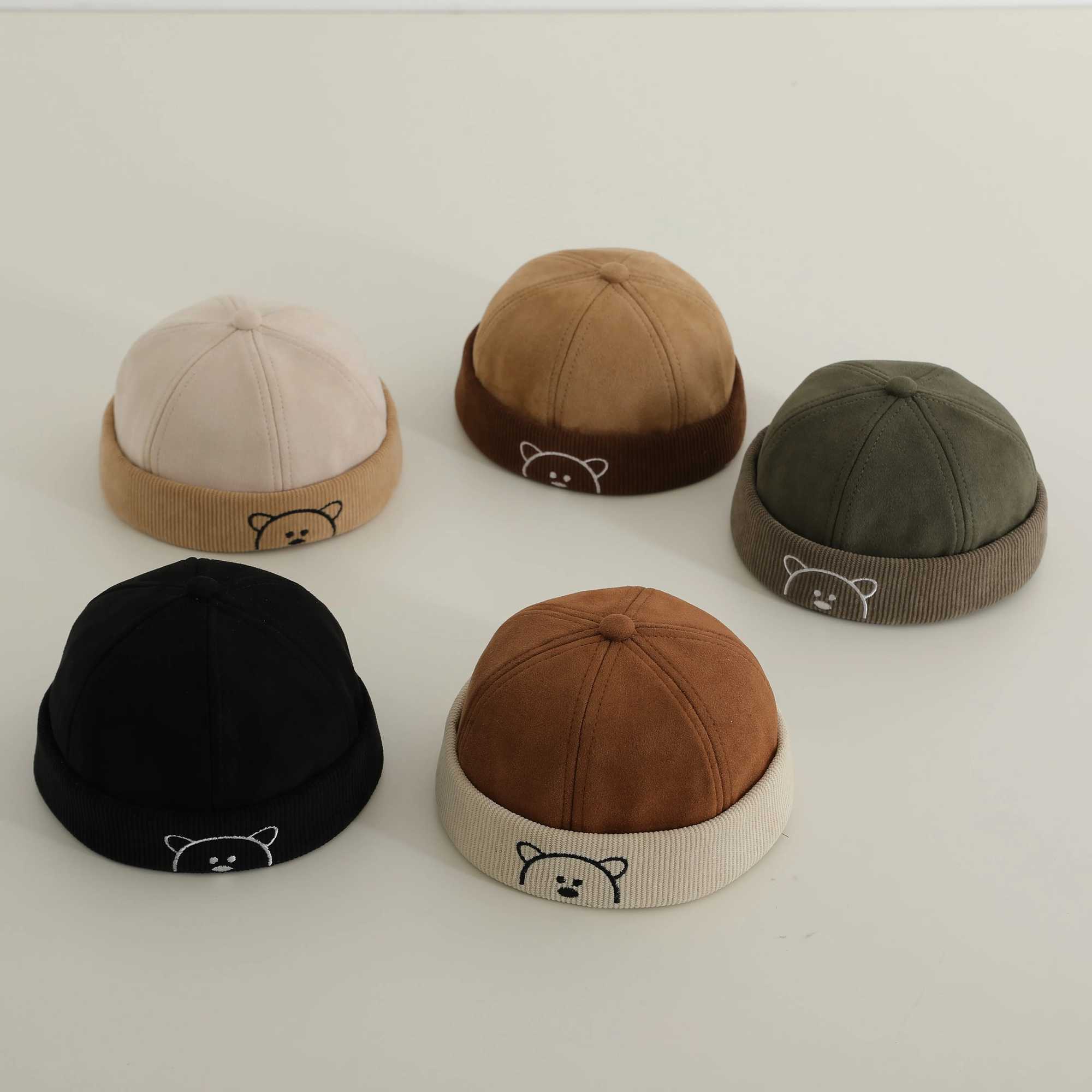 Korean Baby Adjustable Landlord Hats Boy Girl Hip Hop Docker Cap Solid Color Brimless Hats Fashion Children Melon Caps LX241018