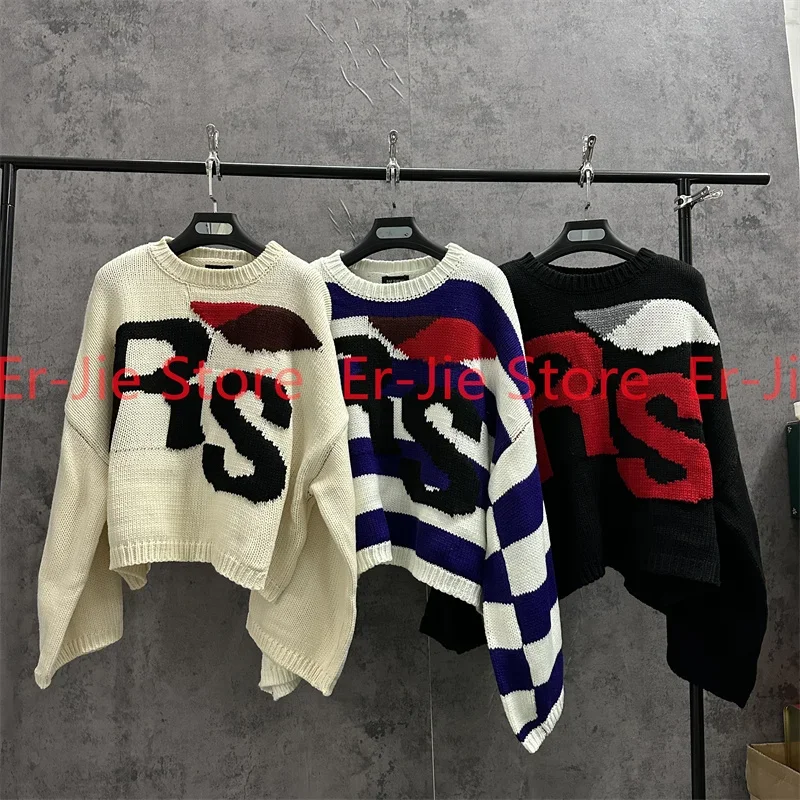2023SS Loose Round Neck Pullover Autumn/Winter Long Sleeve Knitted Sweater Oversized RAF SIMONS RS
