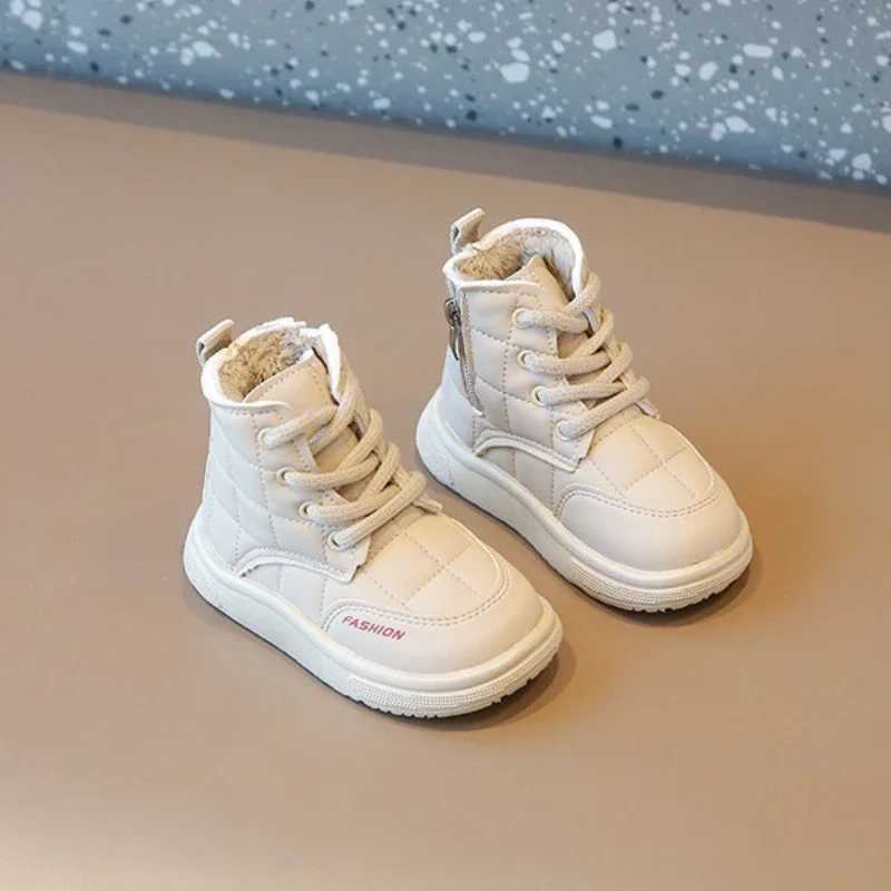 Boots Kids Shoes Boots for Girl 2023 Winter Versatile Childrens Ankle Cotton Boots Fashion Solid Color Causal Boys Warm Plush Boots H241018
