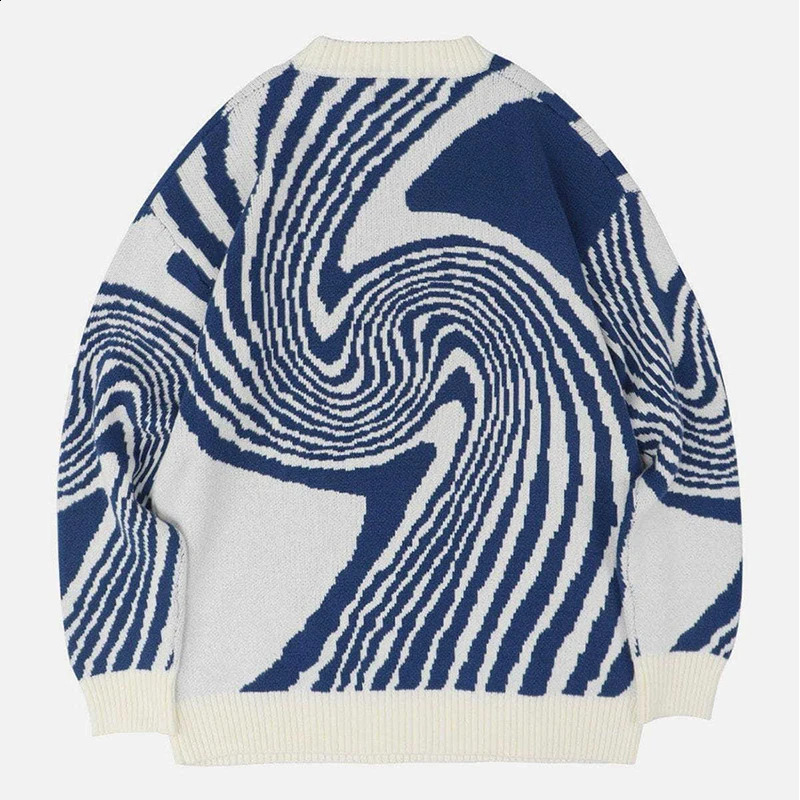 Hip Hop Knit Mens Sweater 2023 FallWinter Season Harajuku Fashion Street Retro Loose Top Casual Streetwear Pullover 241009