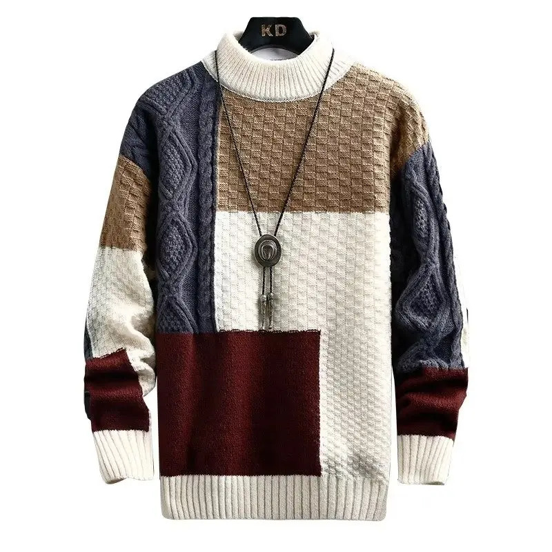 Trendy Spring Sweater Loose Thermal Thick Streetwear Men Winter korean fashion Retro Stripe Sweaters Mens Pullov 241018