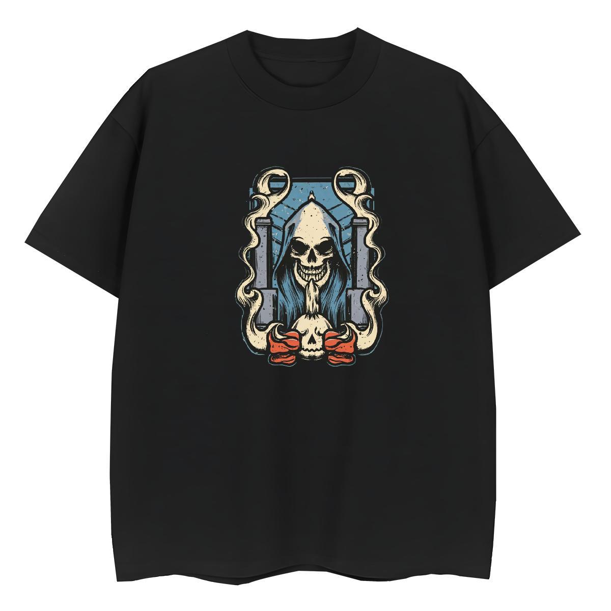Classic Woman T Shirts 230g 100% Cotton Comfortable Beach skull Women Tees Popular DIY Logo Top Tees