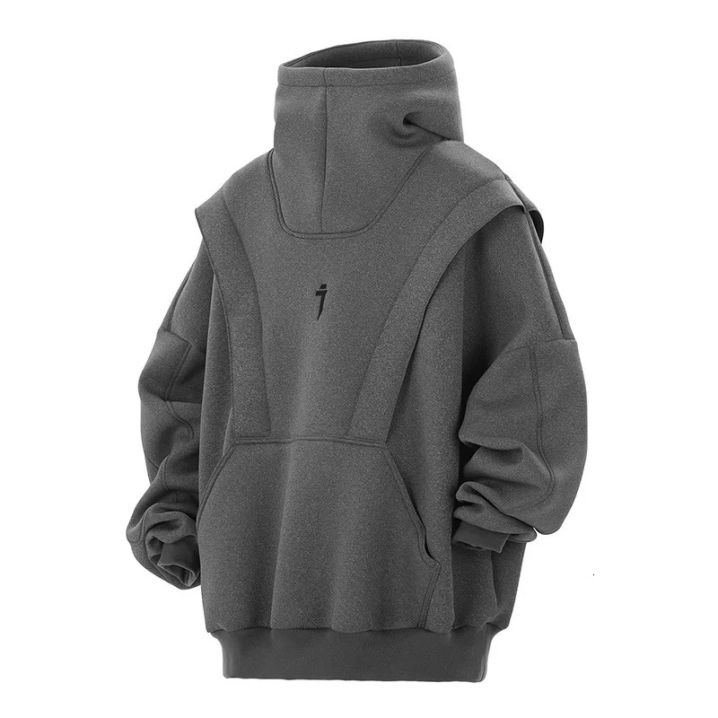 11 BYBBS DARK Mens Functional Hoodie Patch Work Turtle Neck Sweatshirt Pullover Fashion Techwear 241010