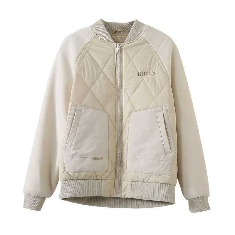 Patchwork Zipper Jacket Mens Autum Winter Versatile Splicing Baseball Uniform Coat Casual Short O-neck Parkas Boys Cotton Coat LX241018