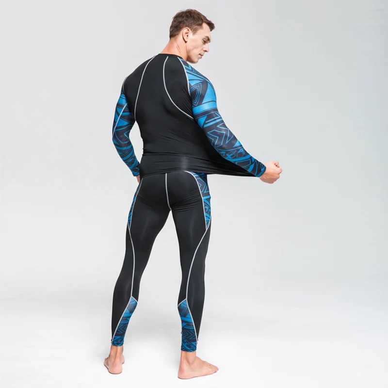 Men's Thermal Underwear Top Mens Clothing Base Layer Thermal Underwear Fitness Training Compression Tights Running Shirts Man Leggings Rashgard m