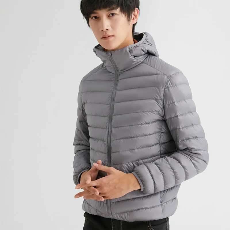 2024 New Autumn Winter Men Hooded Down Jacket Ultra Light White Duck Down Coat Parkas Male Loose Short Overisze Puffer Outwears LX241018