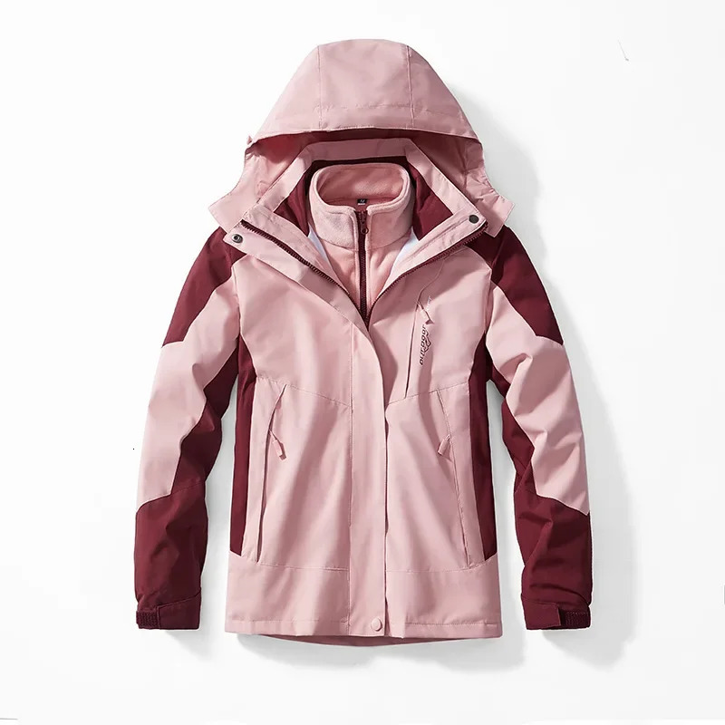 Outdoor Waterproof Suits Mens Womens Twopieces Sets 3 in 1 Thick Warm Coats Camping Windbreaker Winter Coat Hiking Windproof 241018