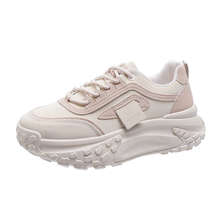 New Thick-Soled Single Shoes Girls Retro Increased Sneaker White Color Fashion Casual Style Running Shoes Sports Daddy Shoes Female