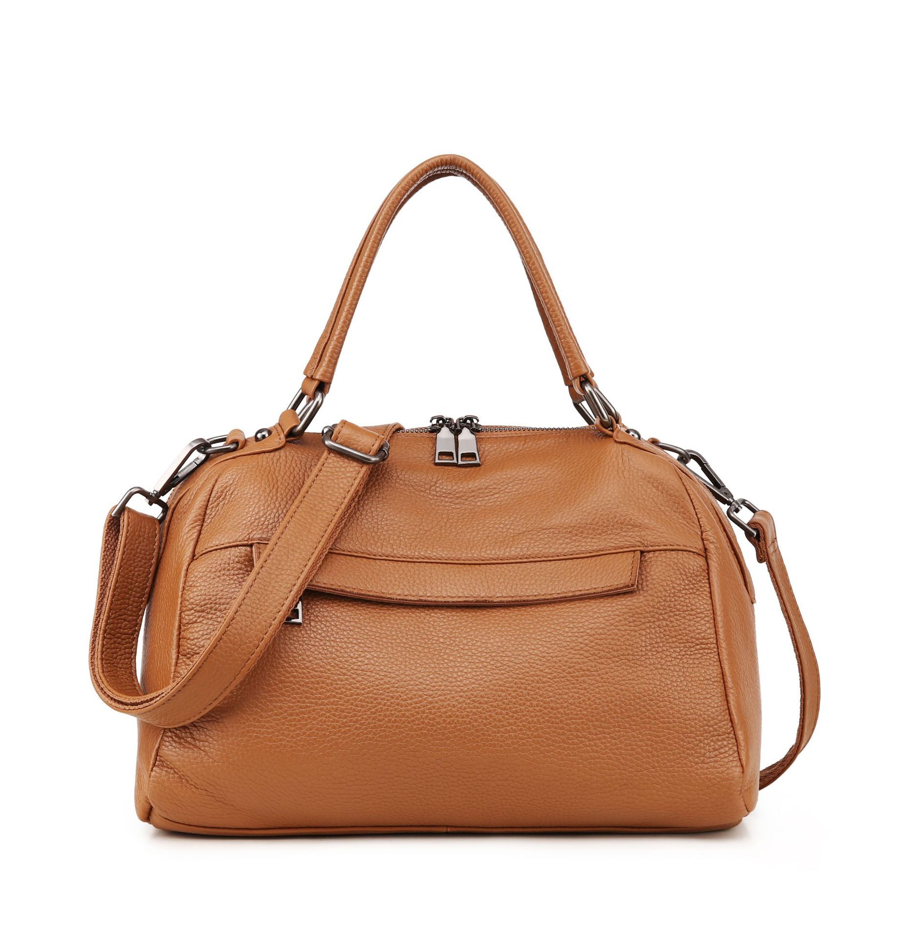New Casual Women Doctor Handbag Cow Leather Female Boston Shoulder Zipper Crossbody Sg Handle Bag