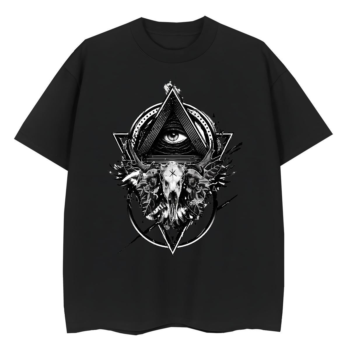 Custom Womens T Shirts 100% Cotton 230g Short sleeve Soft Sports Casual eye of the devil Tshirt for Man Woman Loose Customized Tshirts