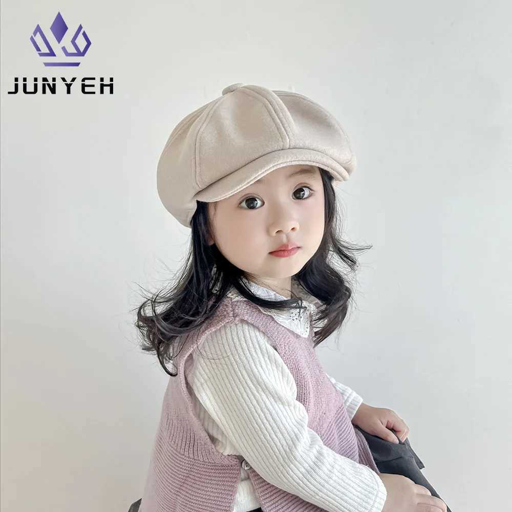 Pure Color Woolen Hat Children Autumn Winter Beret Hats Versatile Girl Baby Fashion Cute Caps For Kids 2-6 Years LX241018