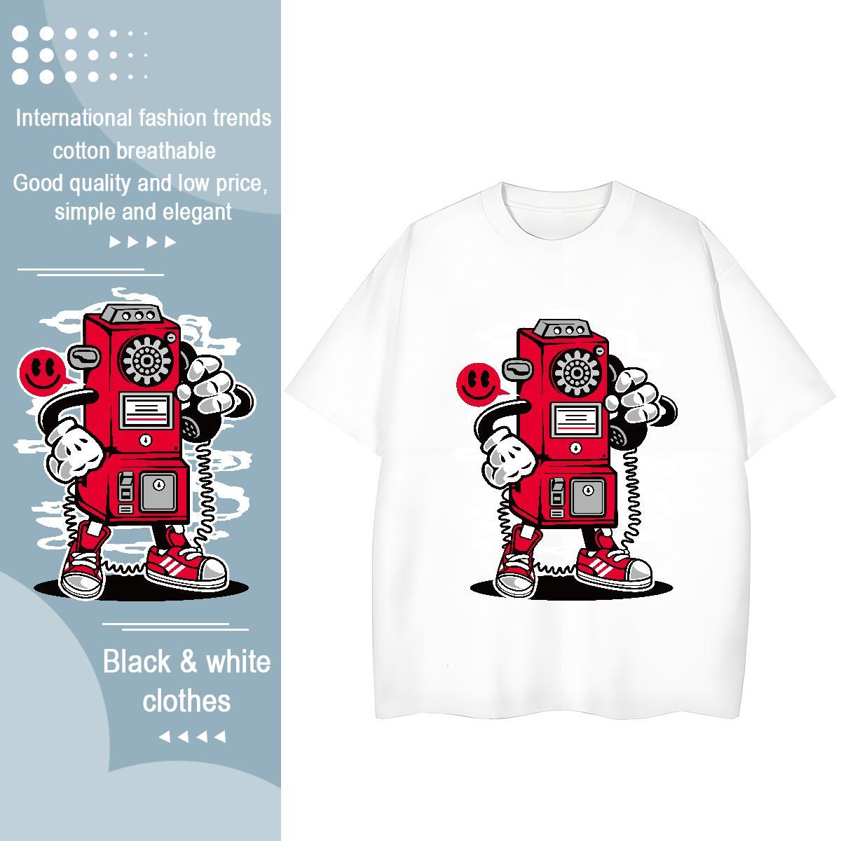 New Arrival T-Shirts for Women 230g Cotton Breathable Crew Neck Daily Outfit robot Woman Tshirt Popular Custom Printing Tops