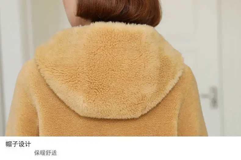 New 2023 Women Winter Fake Lamb Coat Faux Fur Parkas Medium Long Hooded Outwear Plus Size Thick Overcoat Lamb Wool JacketX241018